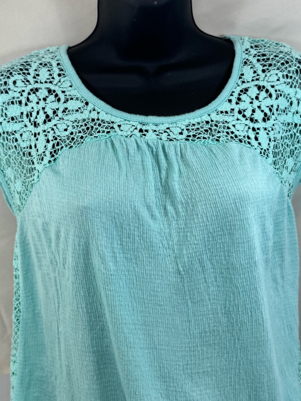 The Limited Teal Crochet Back Tank